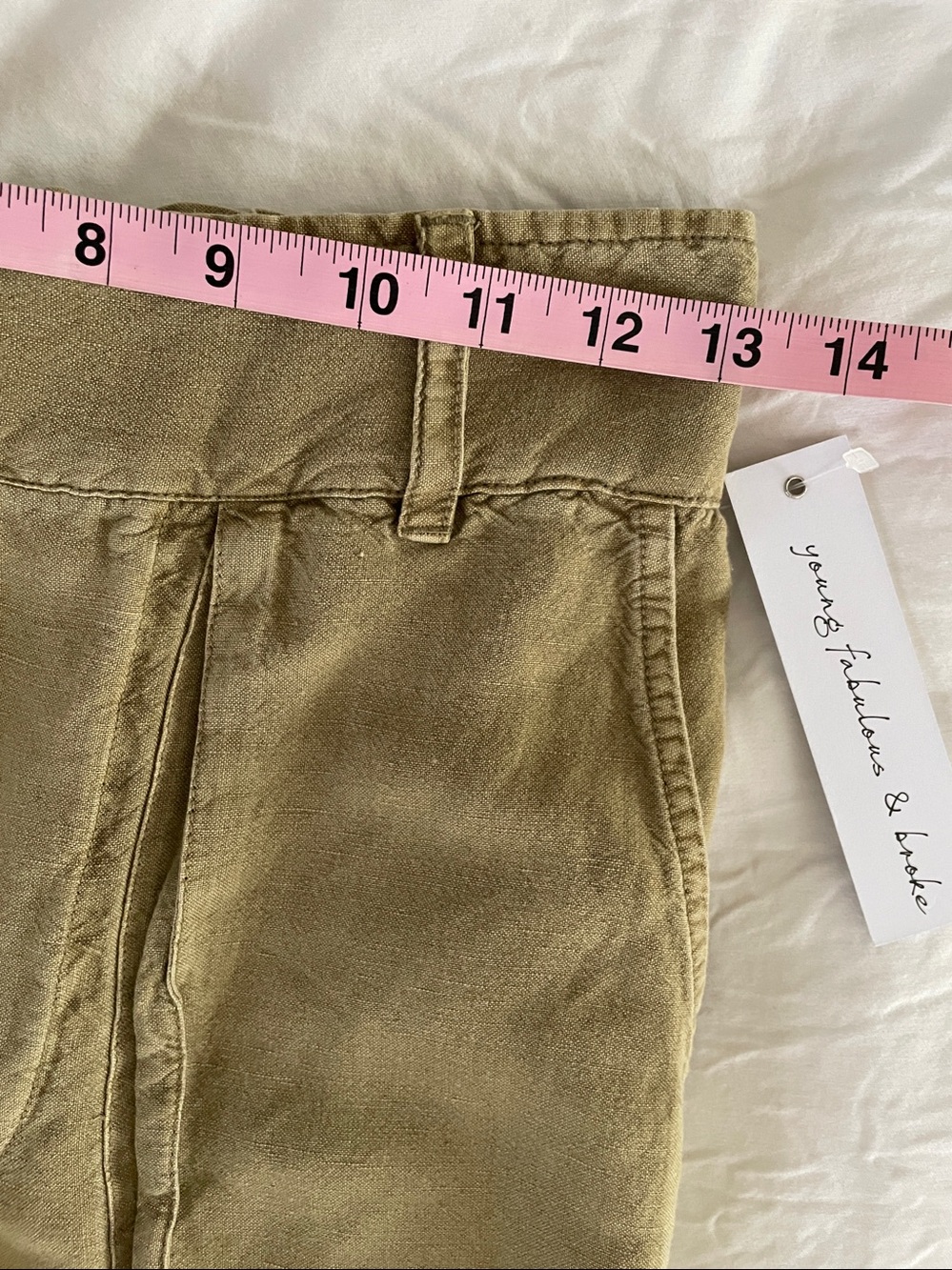 YFB Young Fabulous & Broke Linen/Rayon Wide Leg High Rise Trousers Pants NWT Tan - Picture 3 of 8